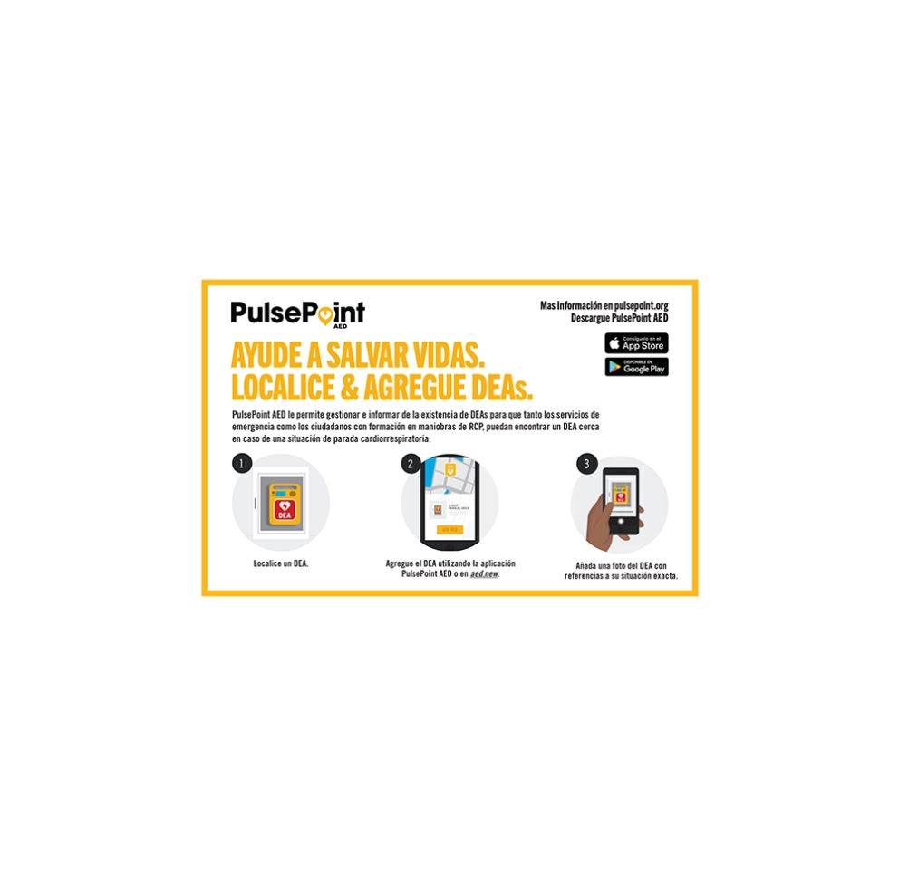 PulsePoint AED Registry Leave Behind Cards (Spanish language).